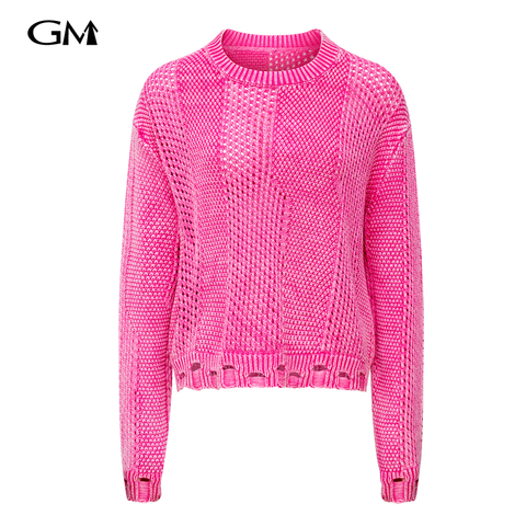 New solid color hollow knitted top