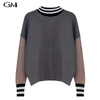 New casual contrast round neck knit top