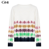 Fashion simple contrast round neck knitted top