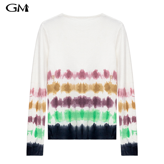 Fashion simple contrast round neck knitted top