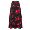 Fashionable red printed midi skirt