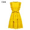 Fashionable hollow solid color slim fit dress