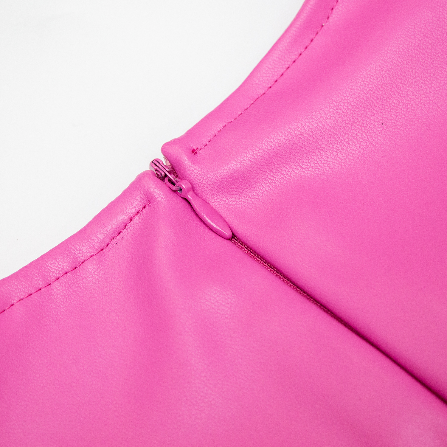 New solid color PU leather waist cinching dress