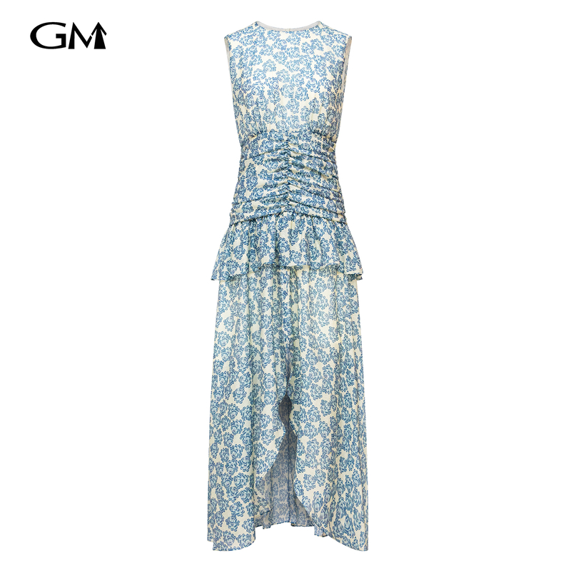 New floral print round neck dress