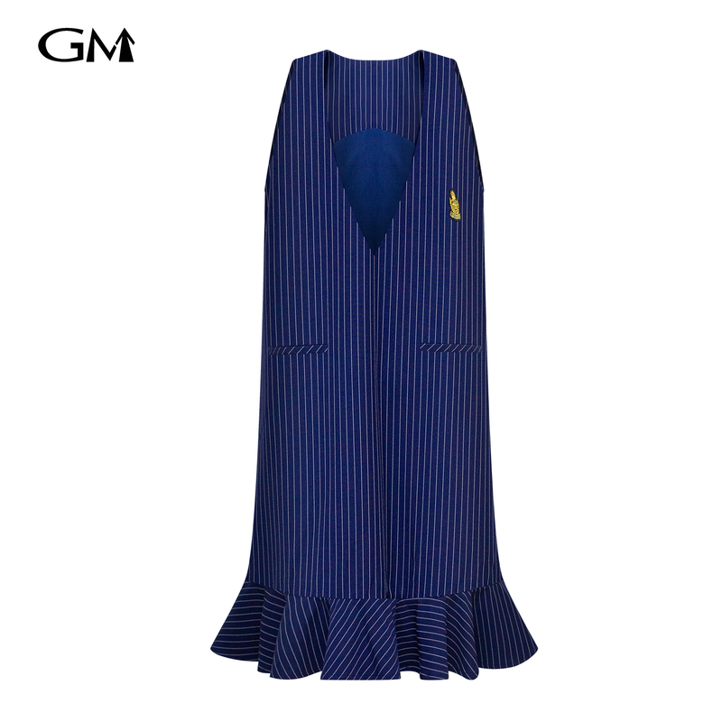 New college style striped V-neck dress