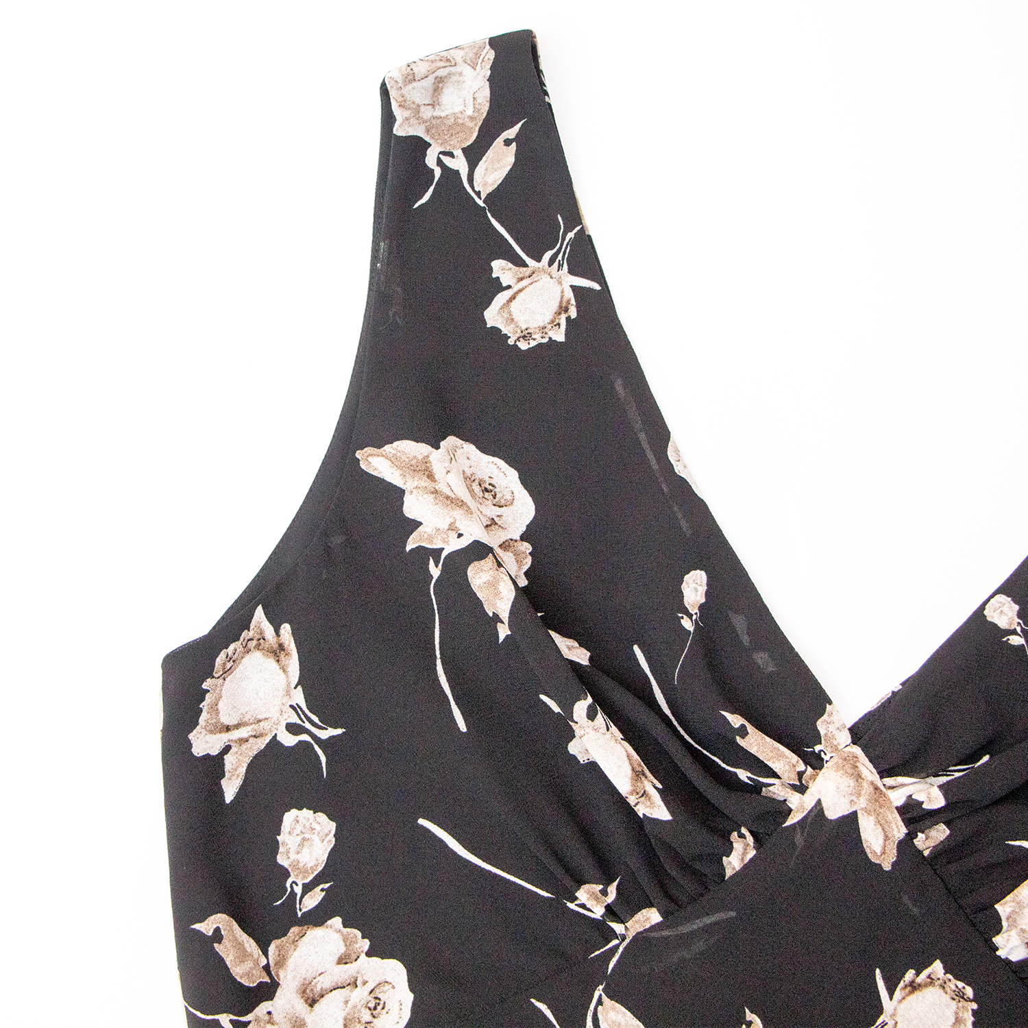 Retro V-neck slim fit floral suspender dress