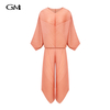 New solid color V-neck two-piece set