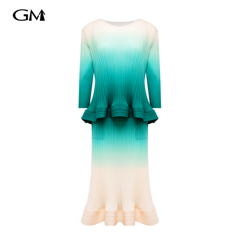 New round neck gradient two-piece set