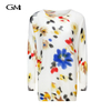 New floral print medium length knitted top