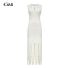 New solid color round neck knitted dress