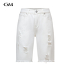 Summer ripped straight leg five quarter jeans