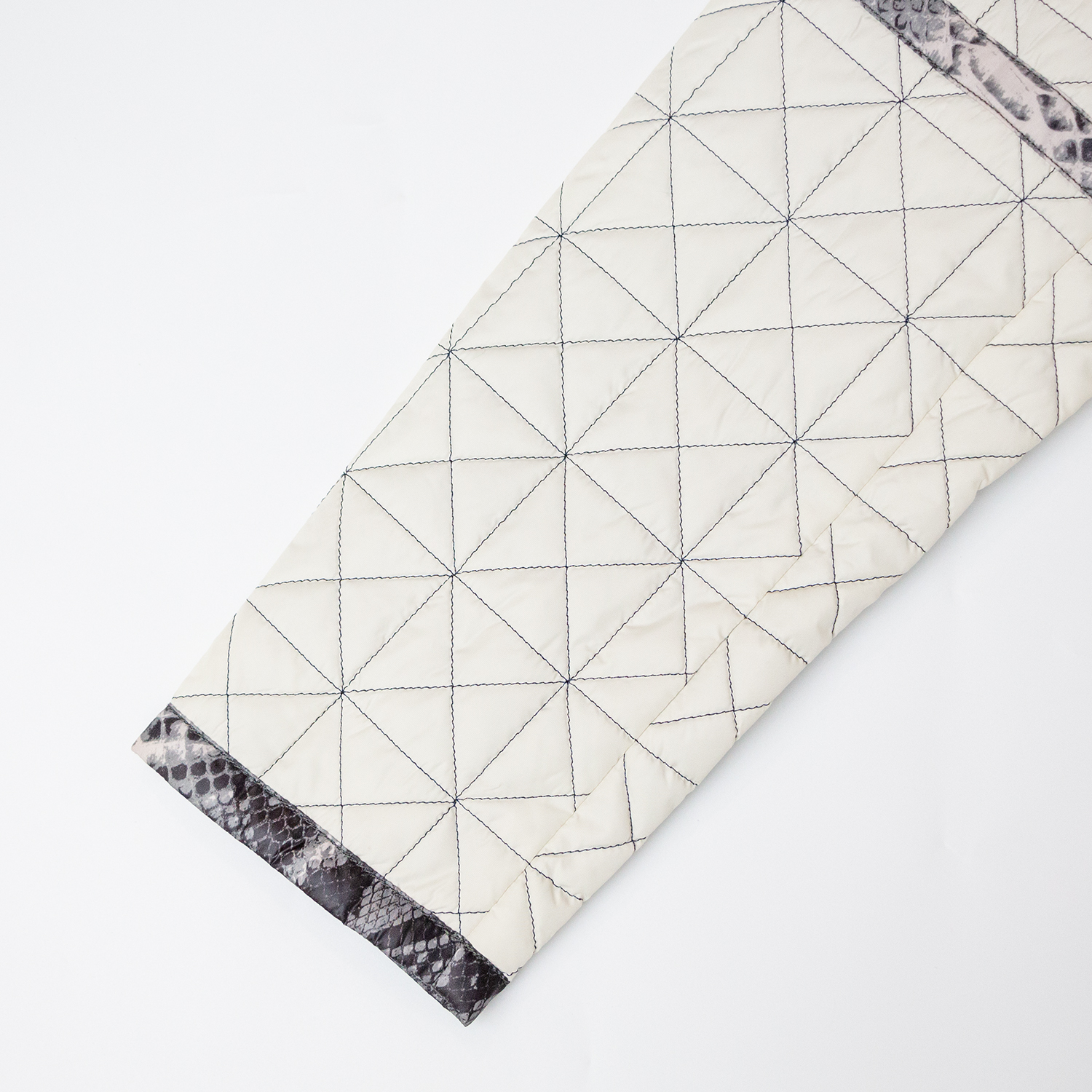 New snake pattern splicing medium long thin cotton jacket