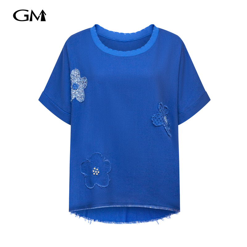 New solid color round neck pullover top