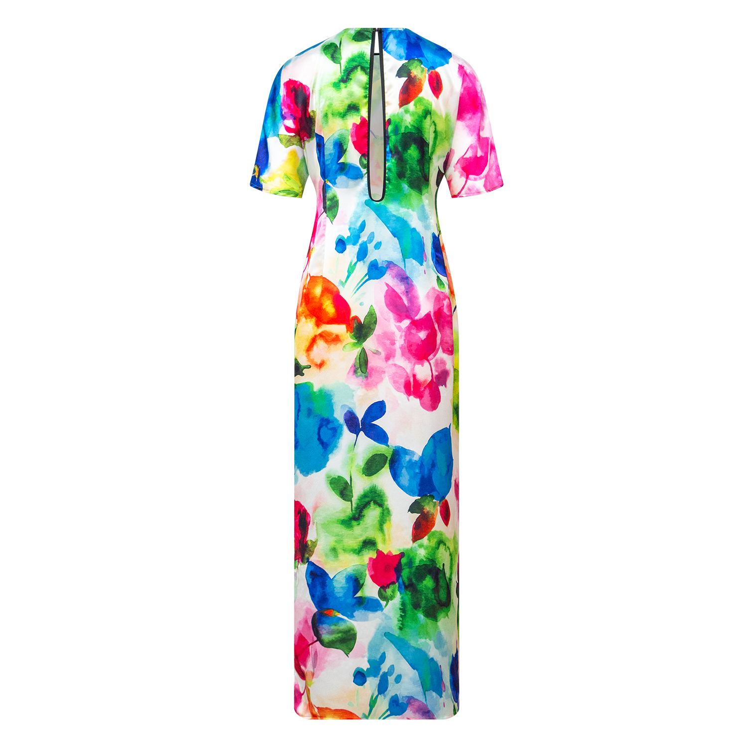 Fashionable printed round neck cheongsam dress