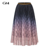 New lace mesh gradient pleated skirt