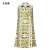 New V-neck abstract printed sleeveless dress 33609