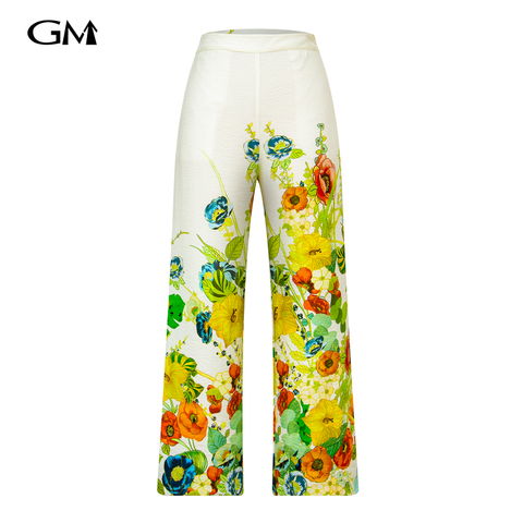 Fashionable new printed thin straight leg pants