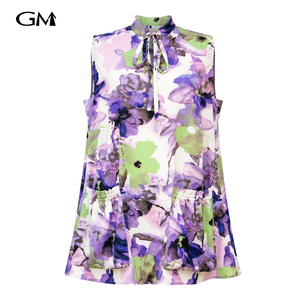 New exquisite printed stand up collar pullover dress