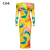 Fashionable and exquisite printed one shoulder dress