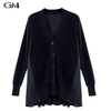 Solid color patchwork cardigan button top