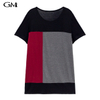 Contrast Color Short Sleeve Round Neck Top