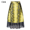 Fashionable women's snake patterned patchwork lace skirt