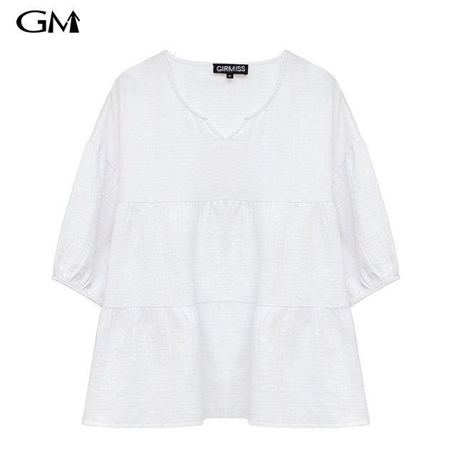 Summer New Solid Medium Sleeve Pullover Top