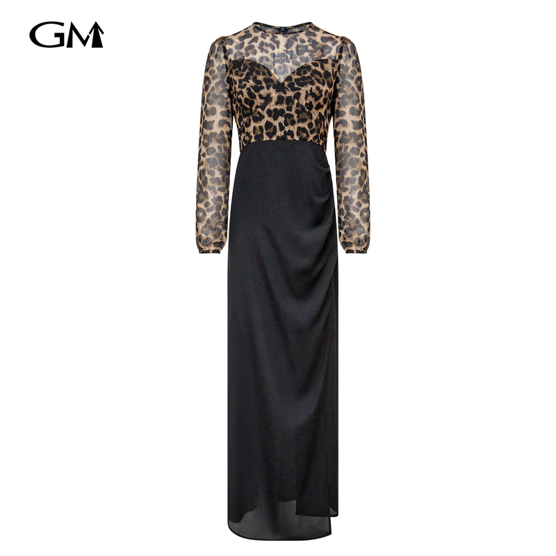 Round neck leopard print dress
