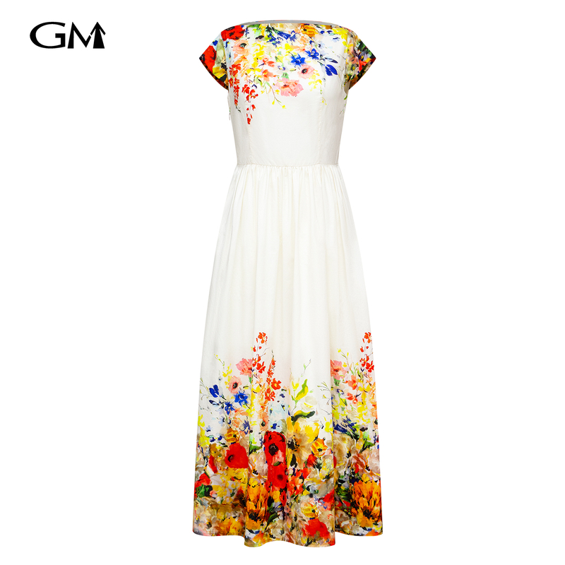 New printed short sleeved slim fit dress
