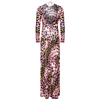 Leopard print round neck backless dress