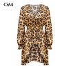 New leopard print V-neck dress