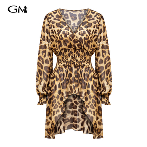 New leopard print V-neck dress