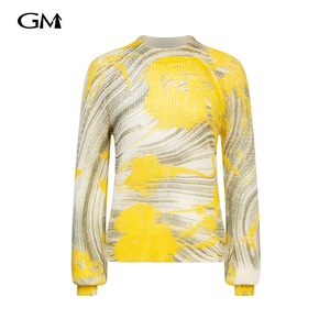 New abstract printed slim knit top