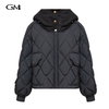 New high necked hooded solid color cotton jacket