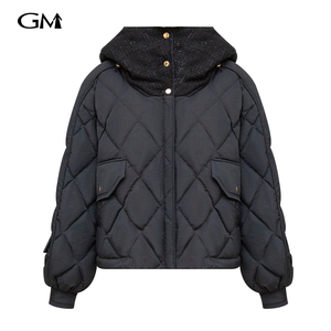 New high necked hooded solid color cotton jacket