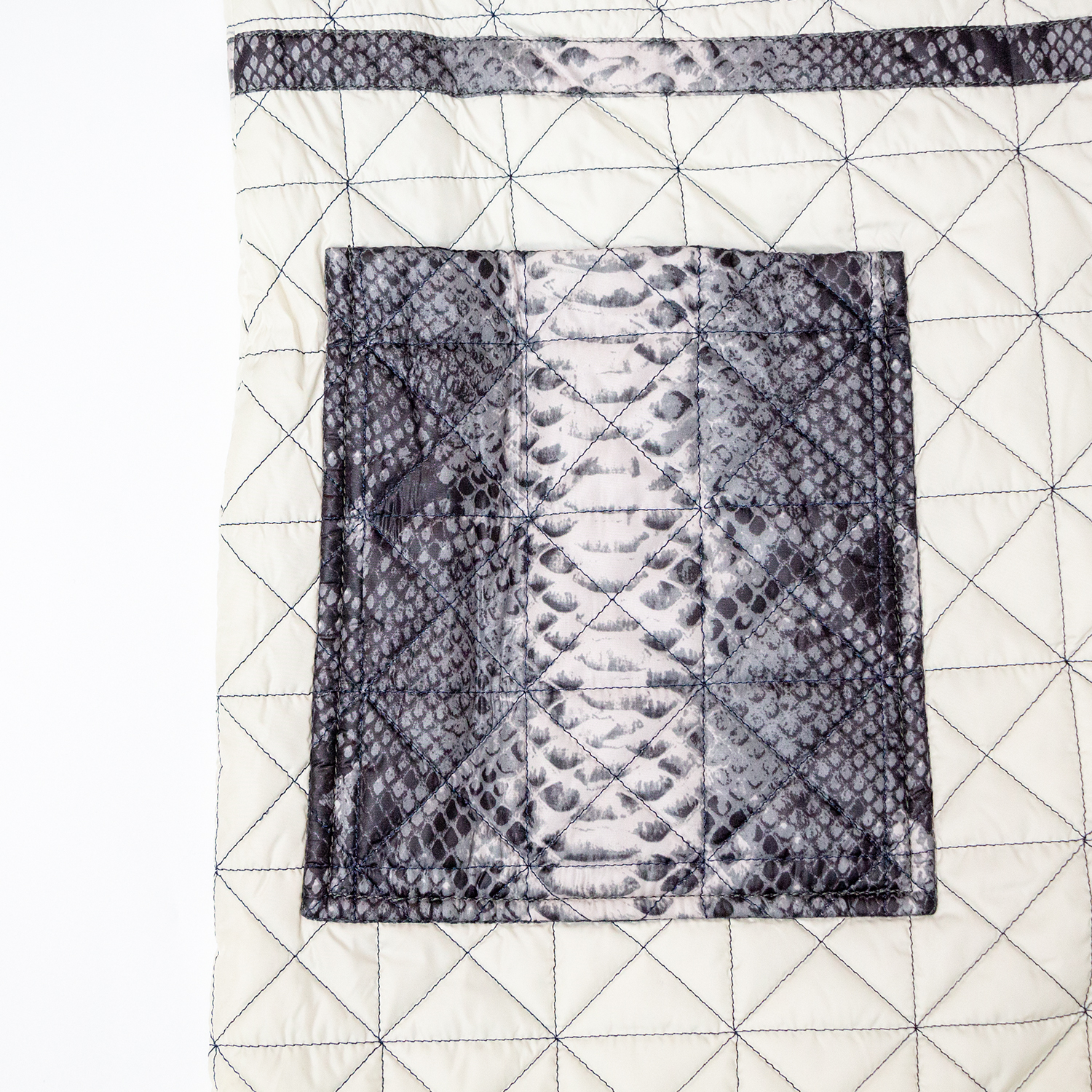 New snake pattern splicing medium long thin cotton jacket