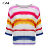 Colorful printed round neck knitted top