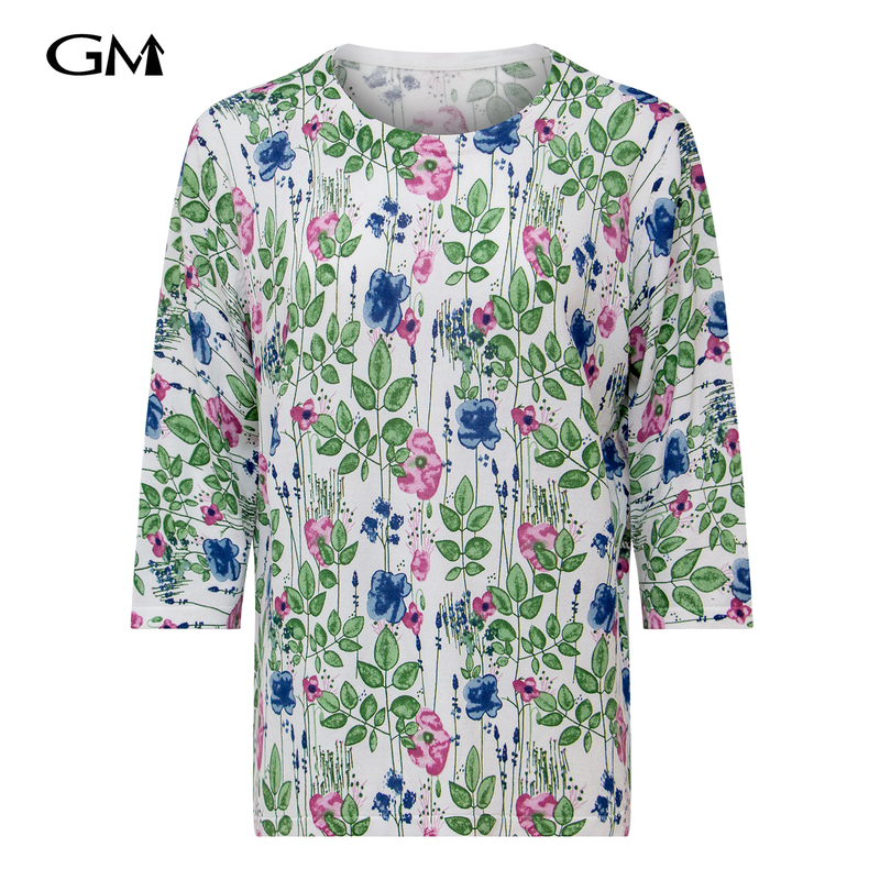 Little Fresh Flower Printed Knitted Top