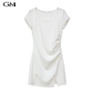 Summer Women's Vintage Square Neck Split Dress