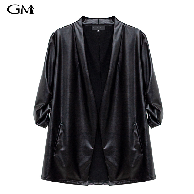 Fashion Women's Korean Fit PU Leather Coat