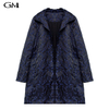 Women's Fashion Jacquard Temperament Slim Fit Black Blue Flower Coat