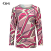 Fashion Irregular Printed Knitted Top Pink