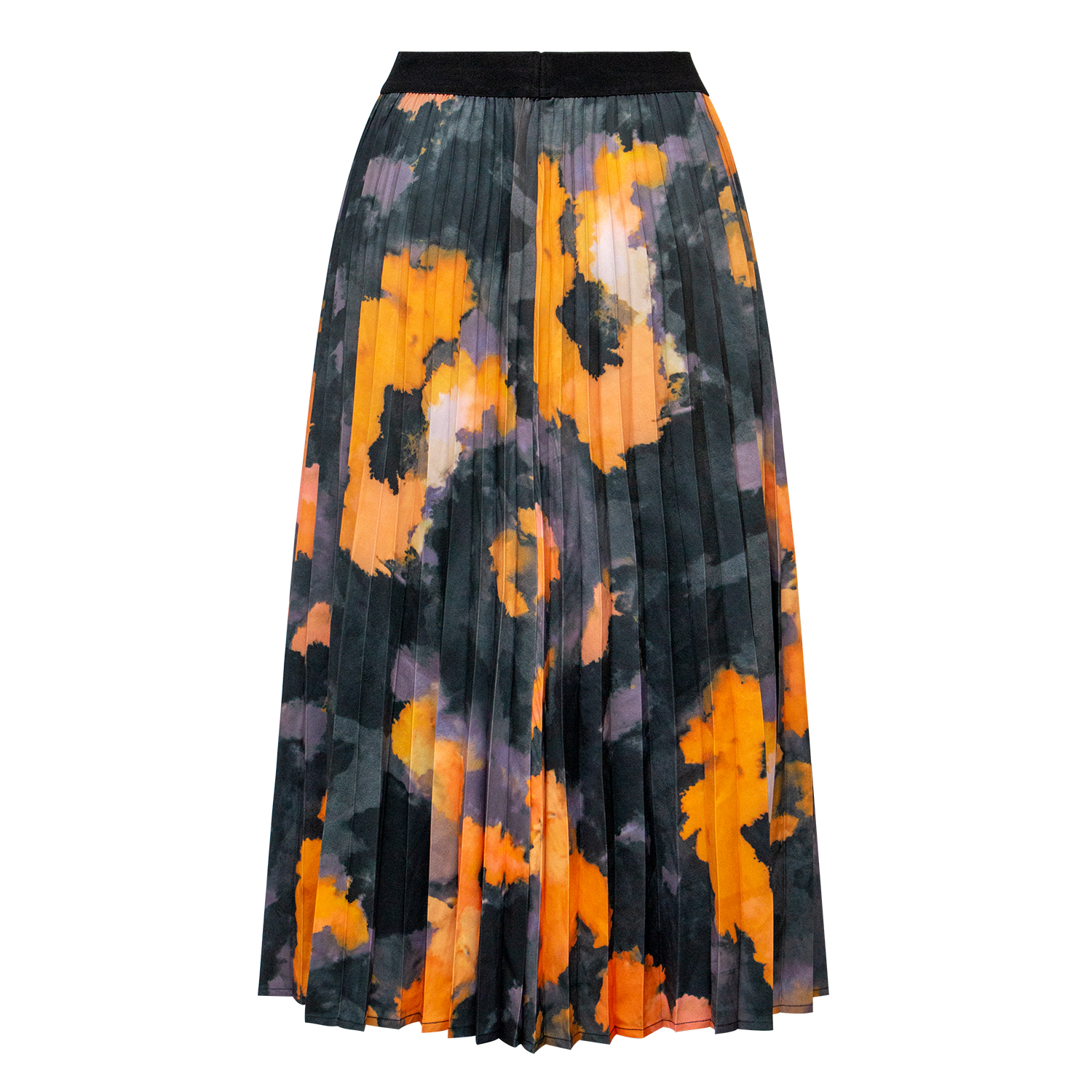 Fashionable tie dye patchwork printed high waisted pleated skirt