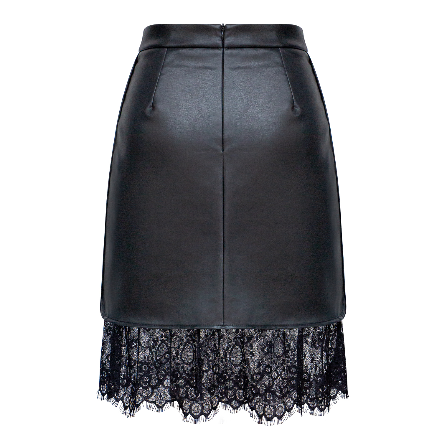 Fashionable and versatile solid color side pleated patchwork lace skirt