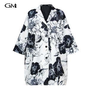 Fashionable new flower print V-neck jacket 