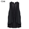 Summer striped medium length sleeveless coat