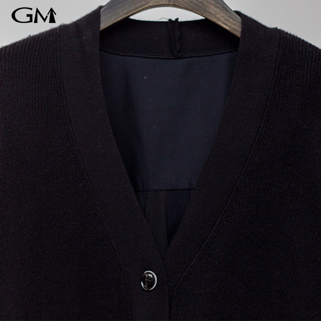 Solid color patchwork cardigan button top
