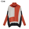 Tri color splicing high neck knitted top