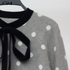 Bowknot polka dot knitted top