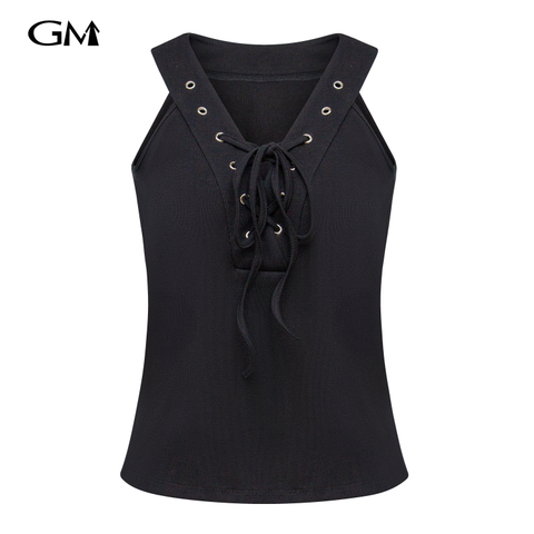 Fashionable V-neck chest strap sleeveless vest top